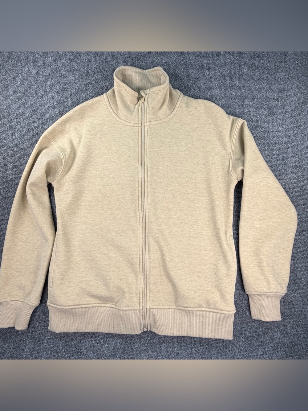 Mondetta Beige and Cream Mock-Neck Jacket